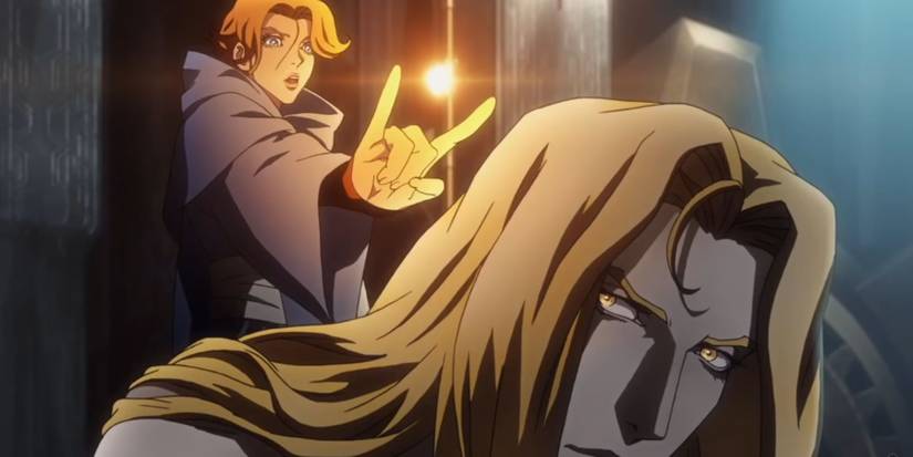 Sypha threatening Alucard