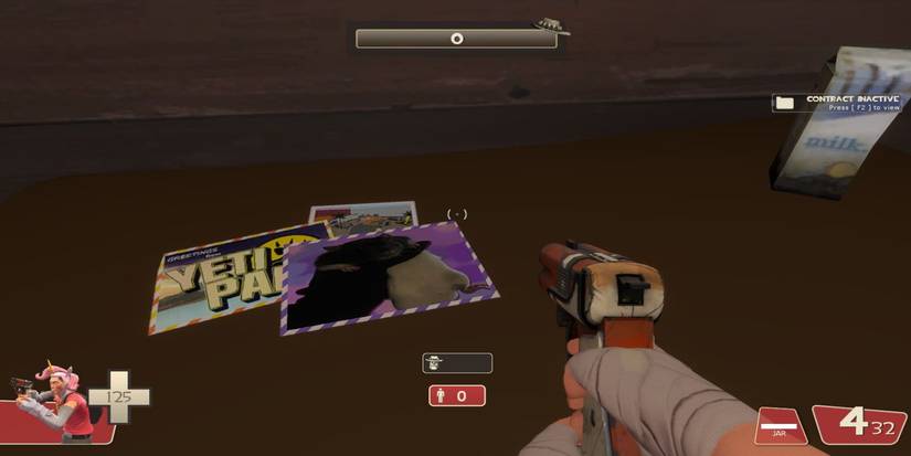 Scout wielding a gun and looking at a picture of a rat