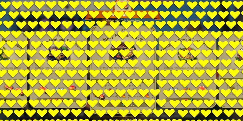 Tears of the Kingdom - Temp Heart Icon Pattern Overlaid On Cooking Menu UI