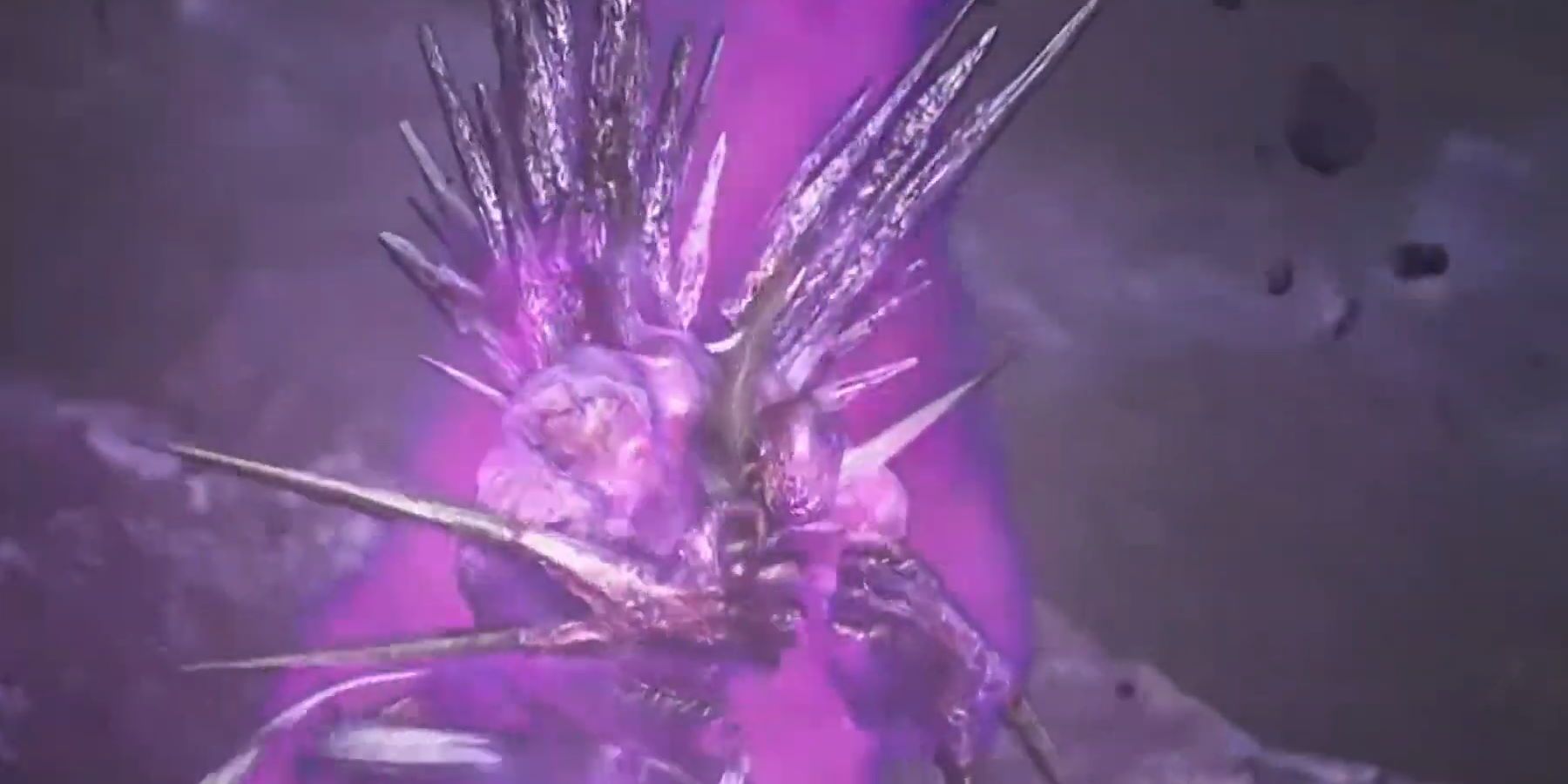 Jinpachi transforming with a purple aura and stalagmites forming from his body