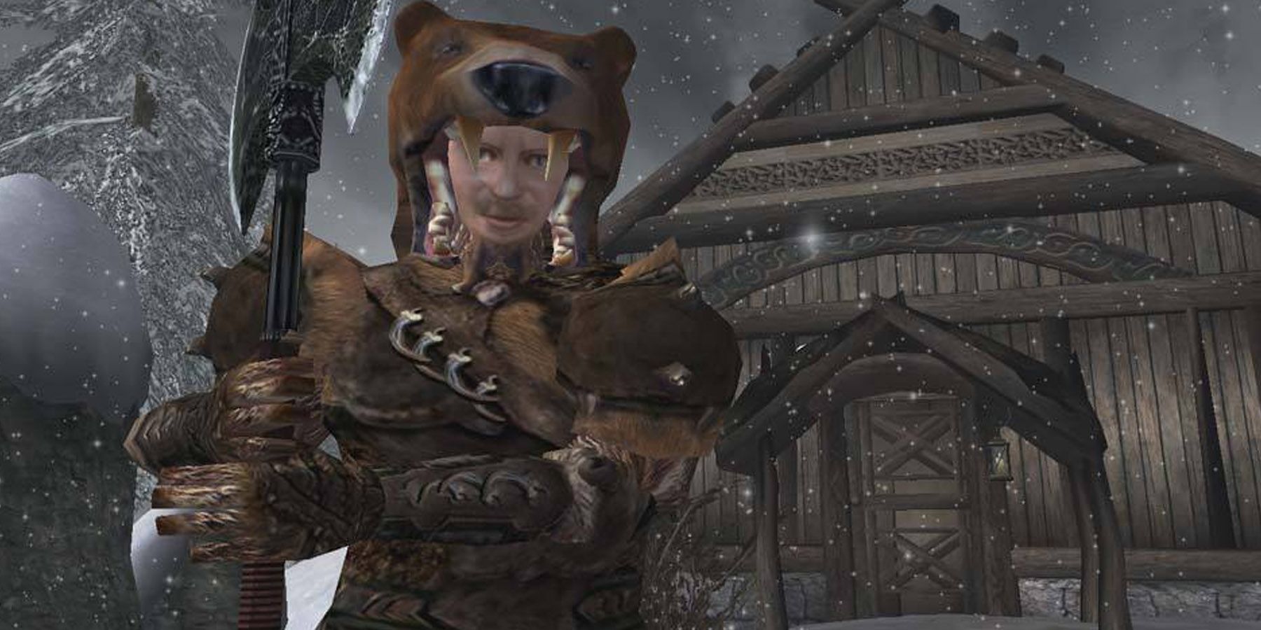 The Elder Scrolls 3 Morrowind character wearing bear head