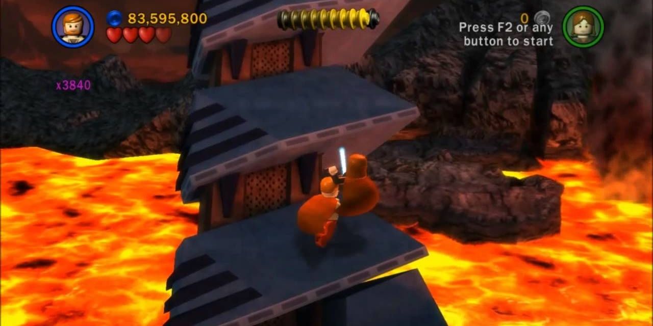 The Mustafar level in Lego Star Wars The Complete Saga