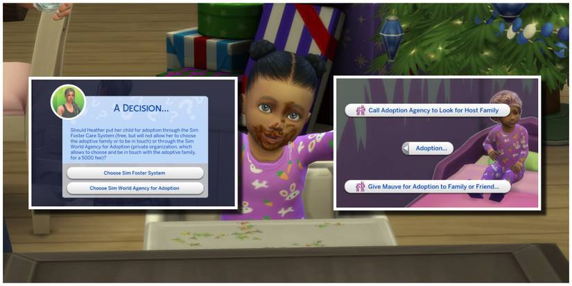 A Sims family has to make the difficult decision to put their child up for adoption with the Relationship & Pregnancy Overhaul mod.