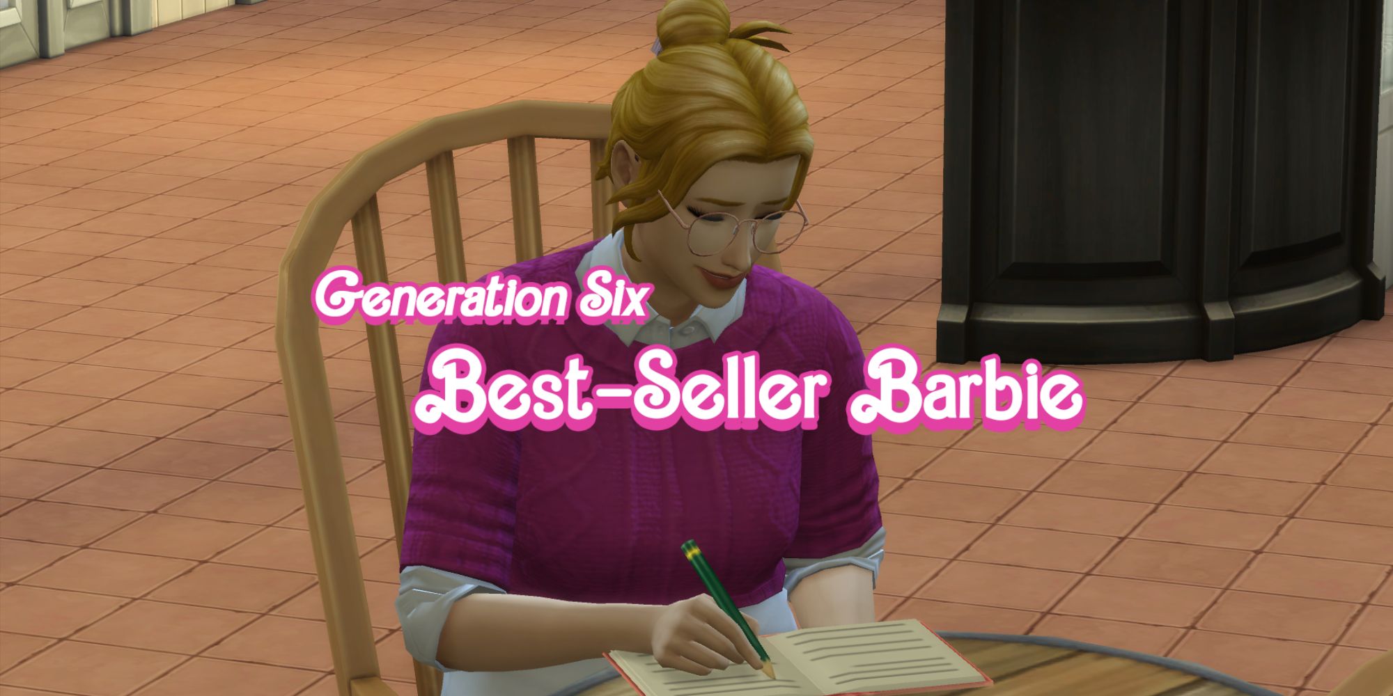 Best-Seller Barbie sets her sights on writing a best-selling novel as her objective for the Barbie Legacy Challenge (The Sims 4).