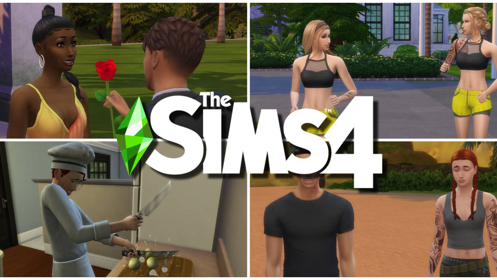 Four representations of reality tv challenges in The Sims 4