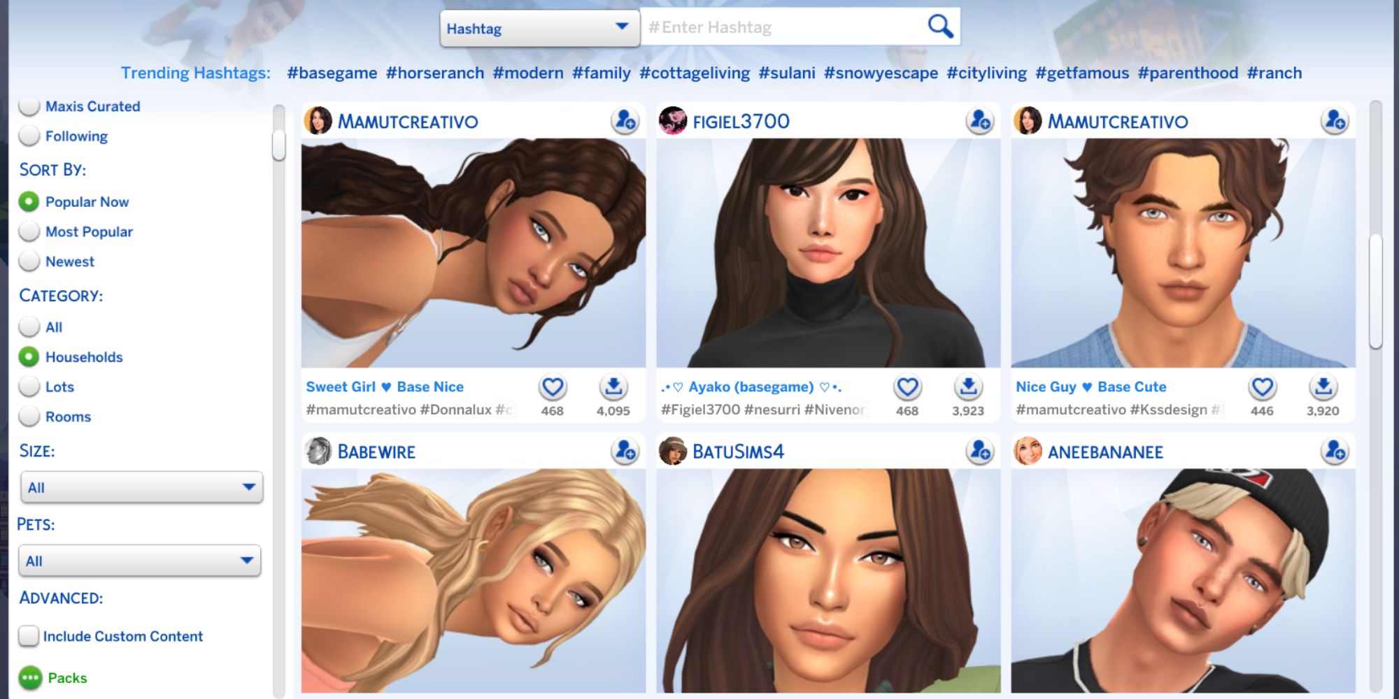 Players suffering from same face syndrome can start by using Sims from the Gallery and editing them in Create-A-Sim