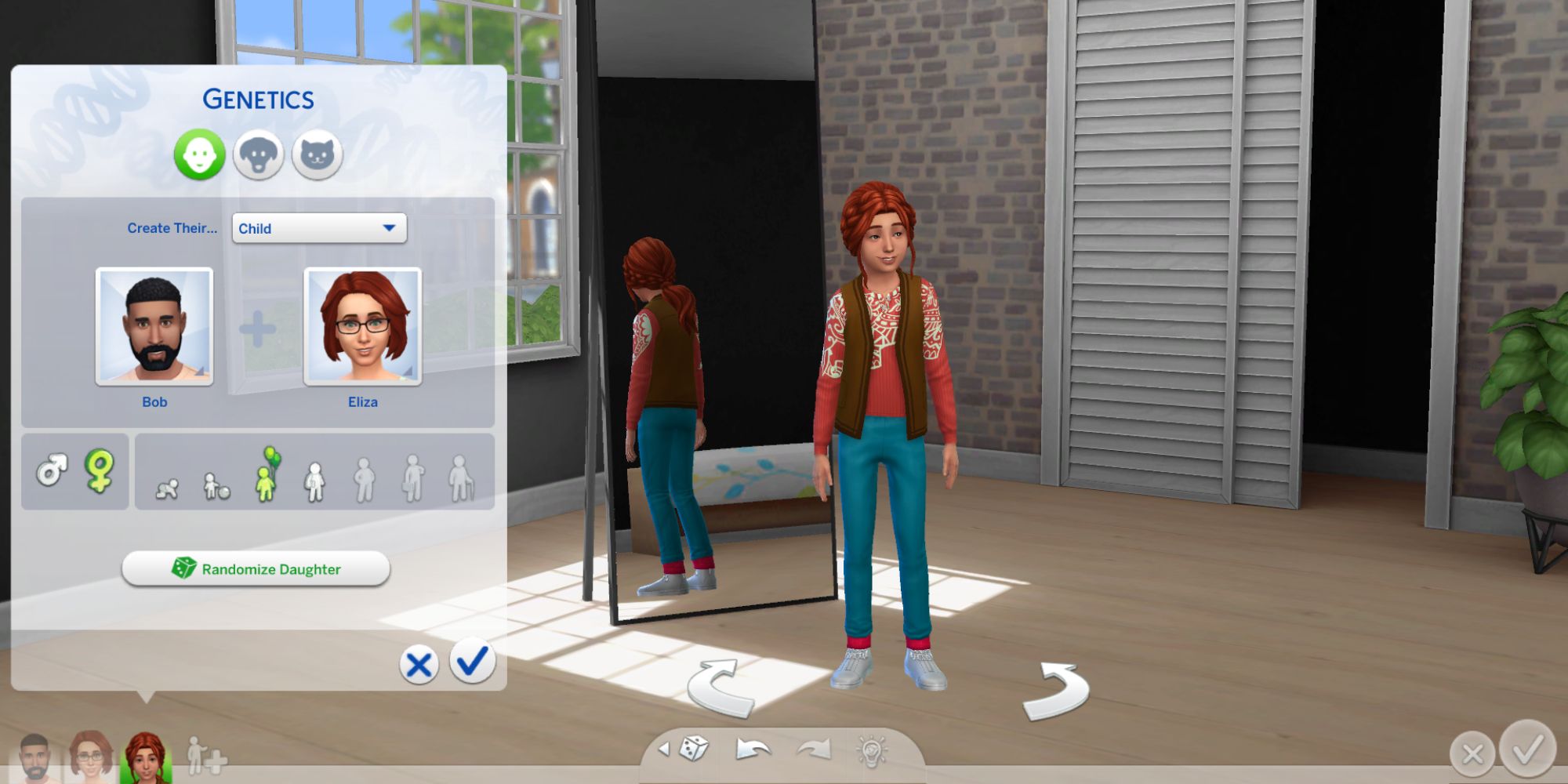 In Create-A-Sim, players can experiment with genetics to make Sims they normally wouldn't have made, especially useful for same face syndrome.