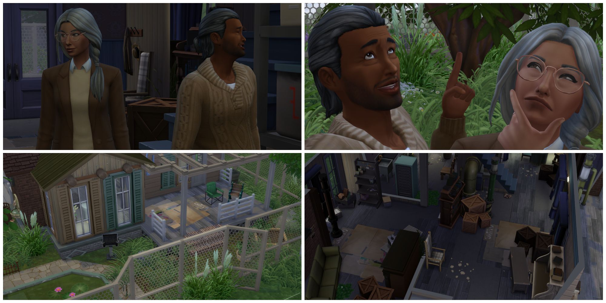 A couple brainstorms their ideas on how to fix up this house for the reality tv show Fixer-Upper Challenge in The Sims 4