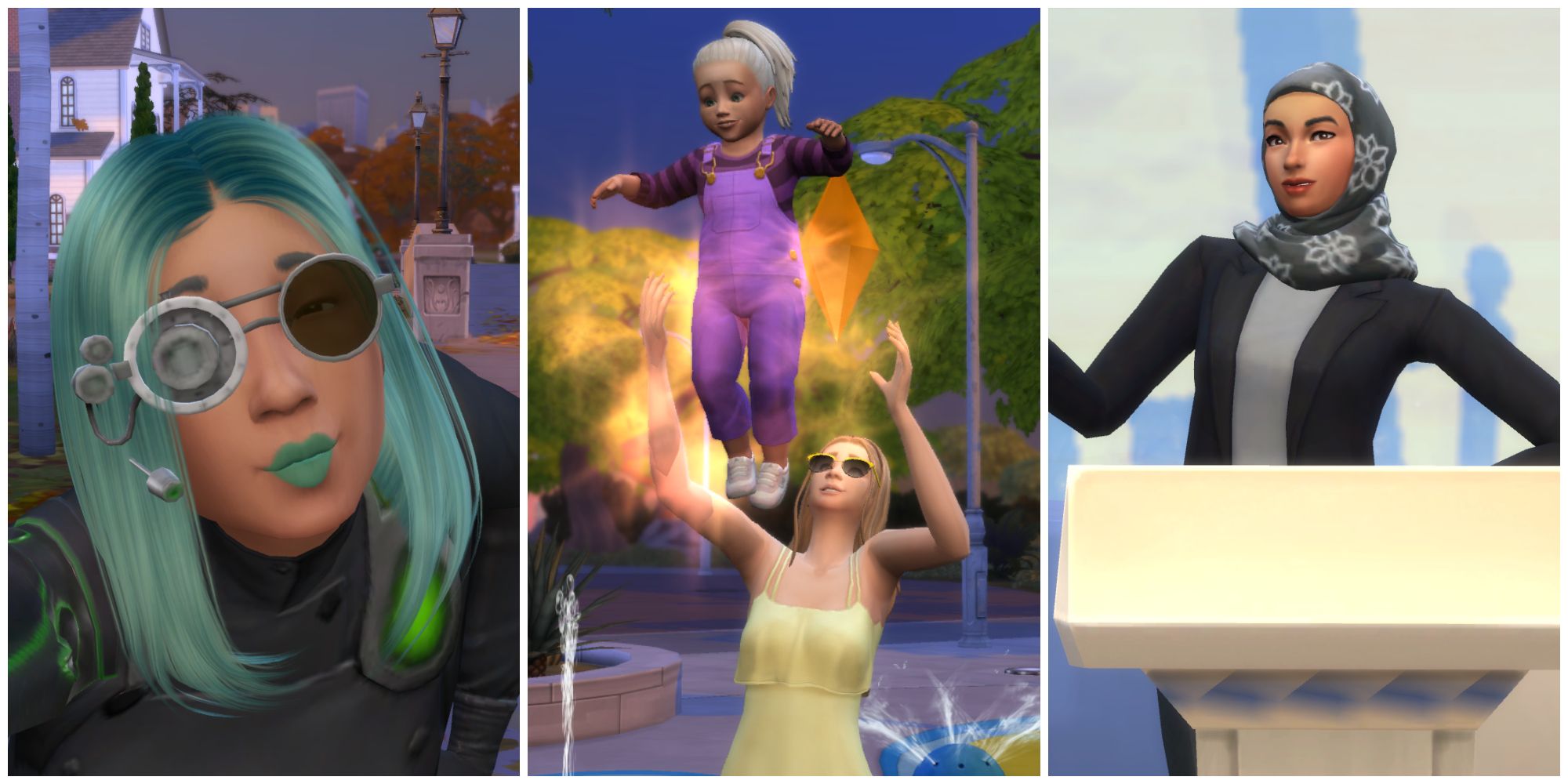 Three Sims depicted following the rules of a challenge. Complete careers, aspirations, and have children as heirs to the legacy.