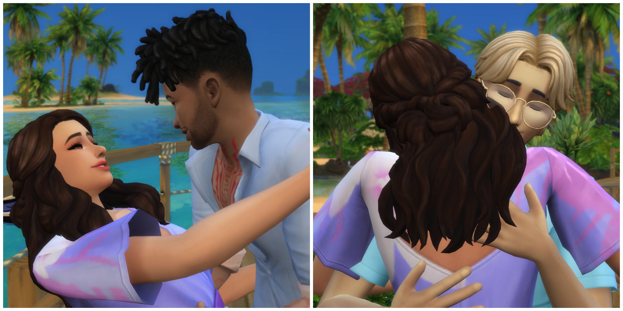 A contestant must decide on the guy she'd like to couple up with for the Love Island reality tv challenge for The Sims 4