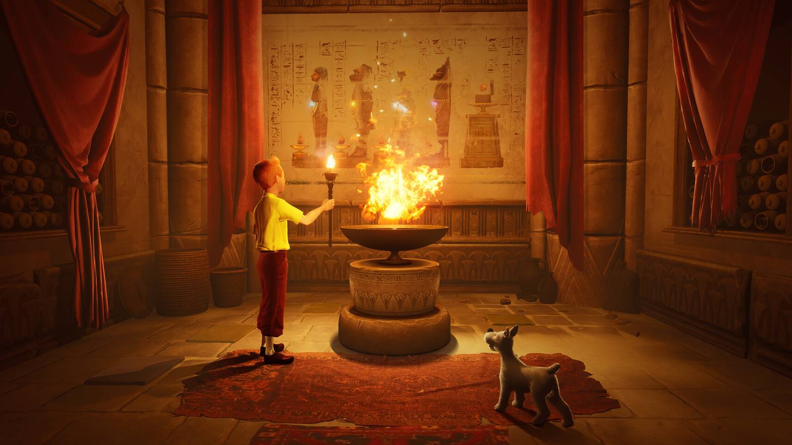 tintin cigar pharoah fire