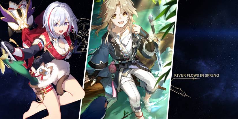 topaz and numby river flows in spring light cone in honkai star rail