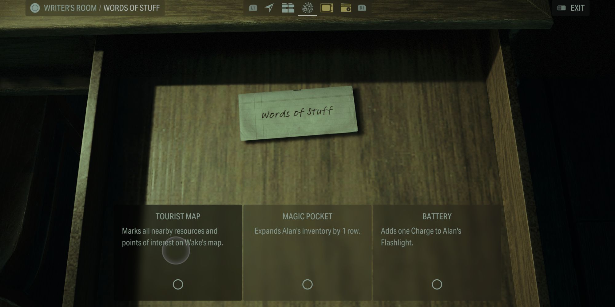 Tourist Map word of power upgrade in Alan Wake 2