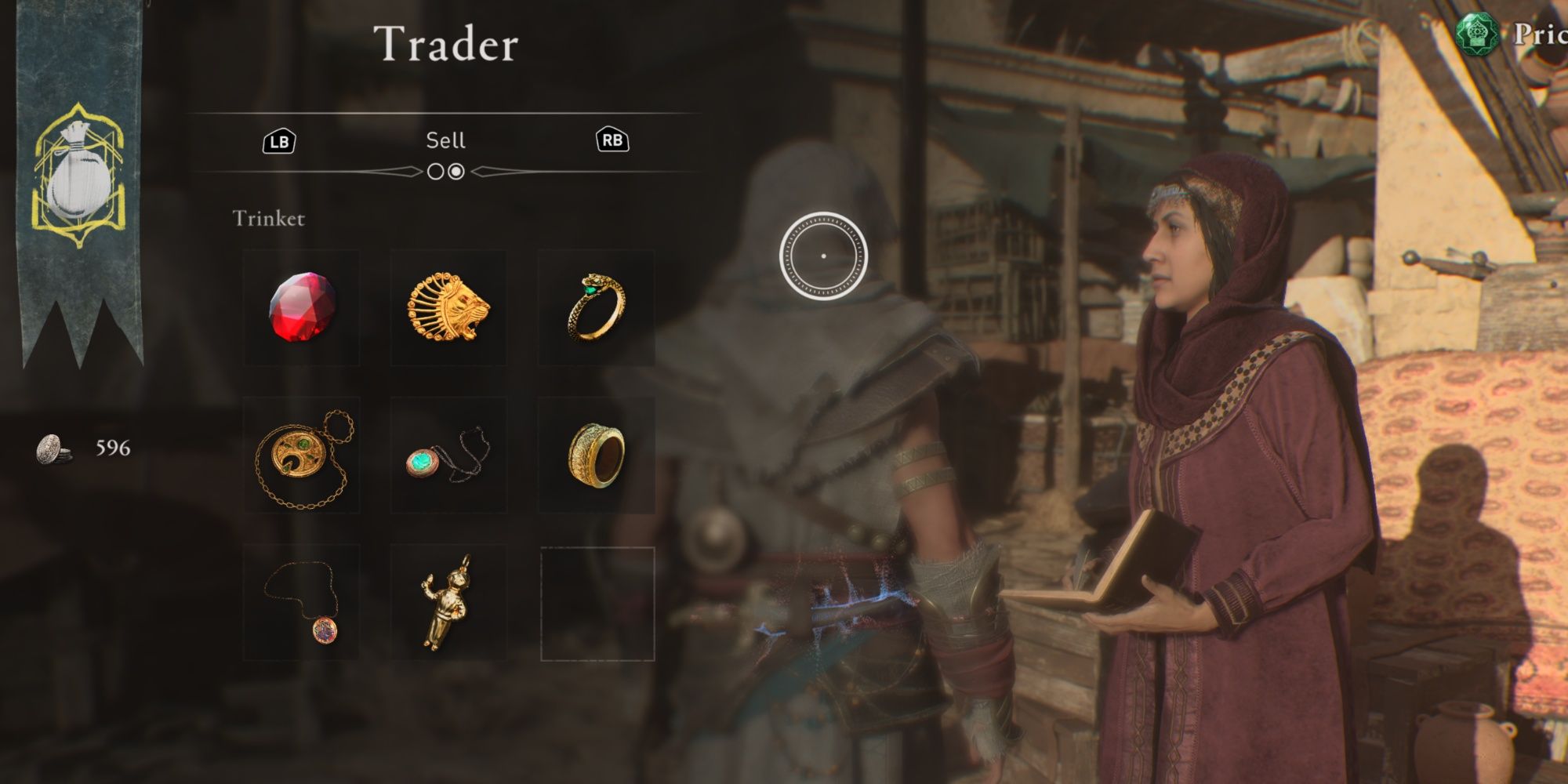 selling trinkets to trader