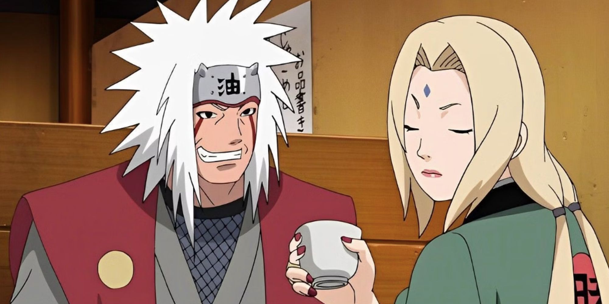 tsunade and jiraiya sip sake