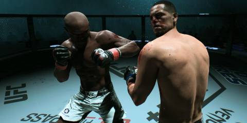 UFC 5 Usman hits Diaz with a left hook