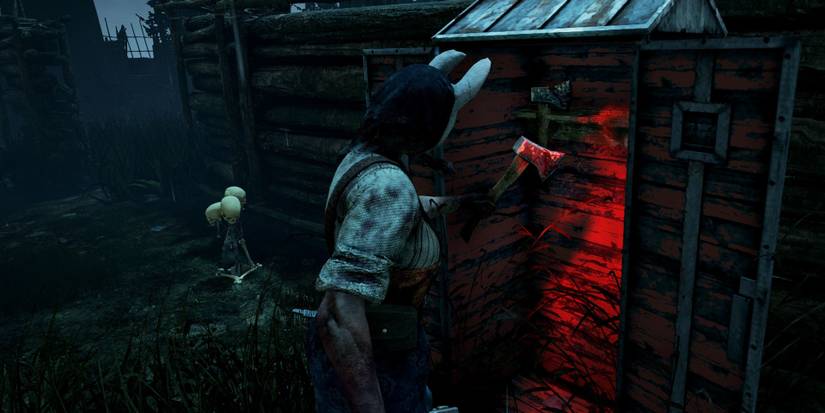 Huntress checking locker hatchet