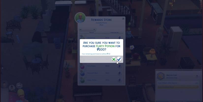 purchasing the flirty potion the sims 4