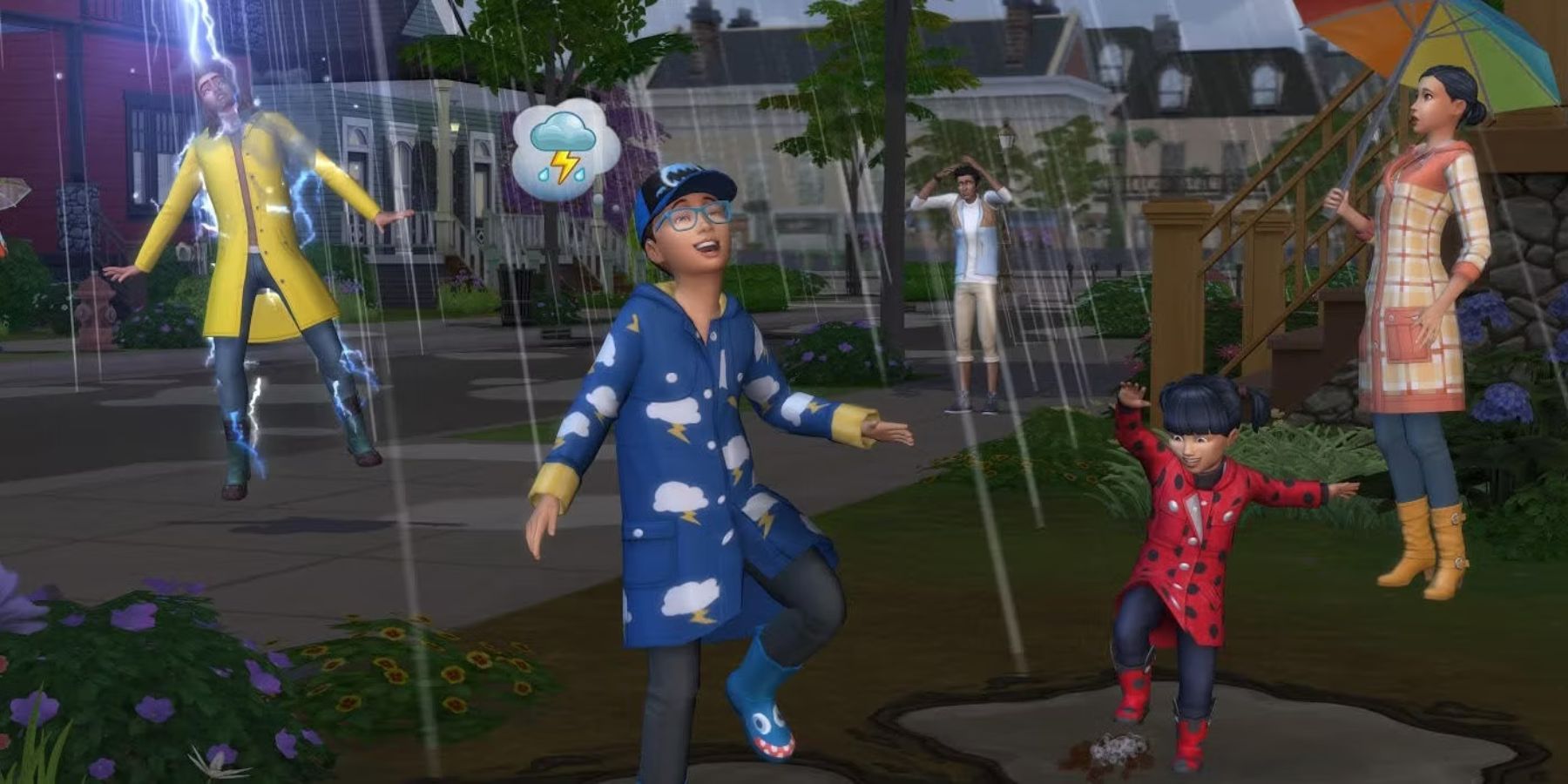 sims playing in rain the sims 4