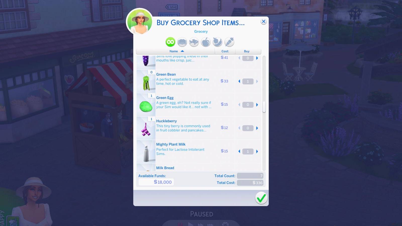 grocery items the sims 4