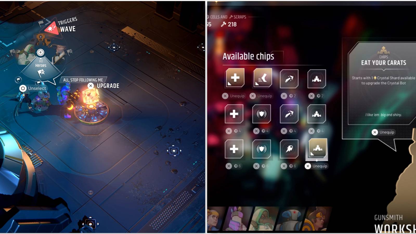 Upgrading Crystal Bot and Crystal Bot’s chips in Endless Dungeon