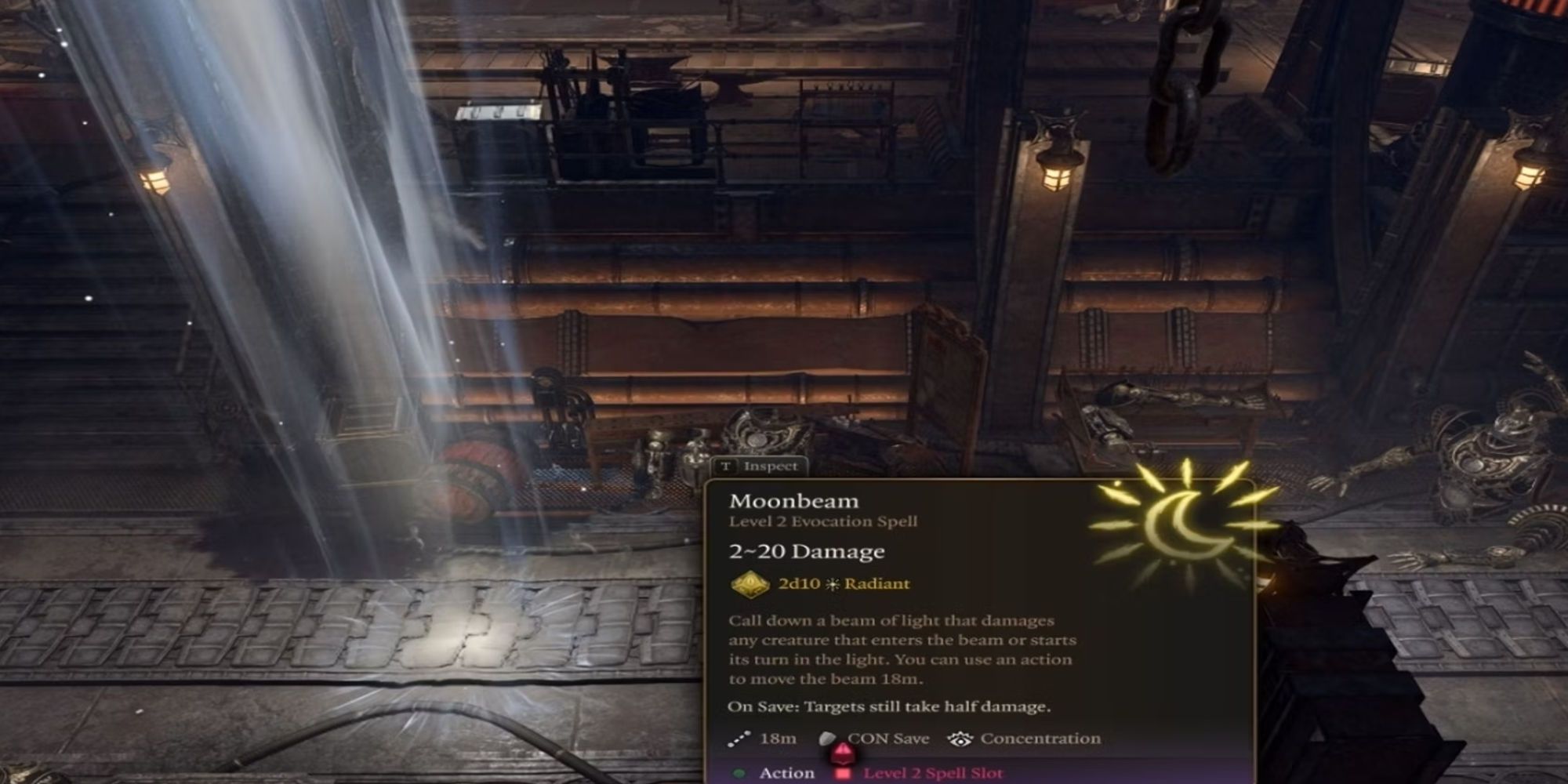 Using the spell Moonbeam in Baldur's Gate 3