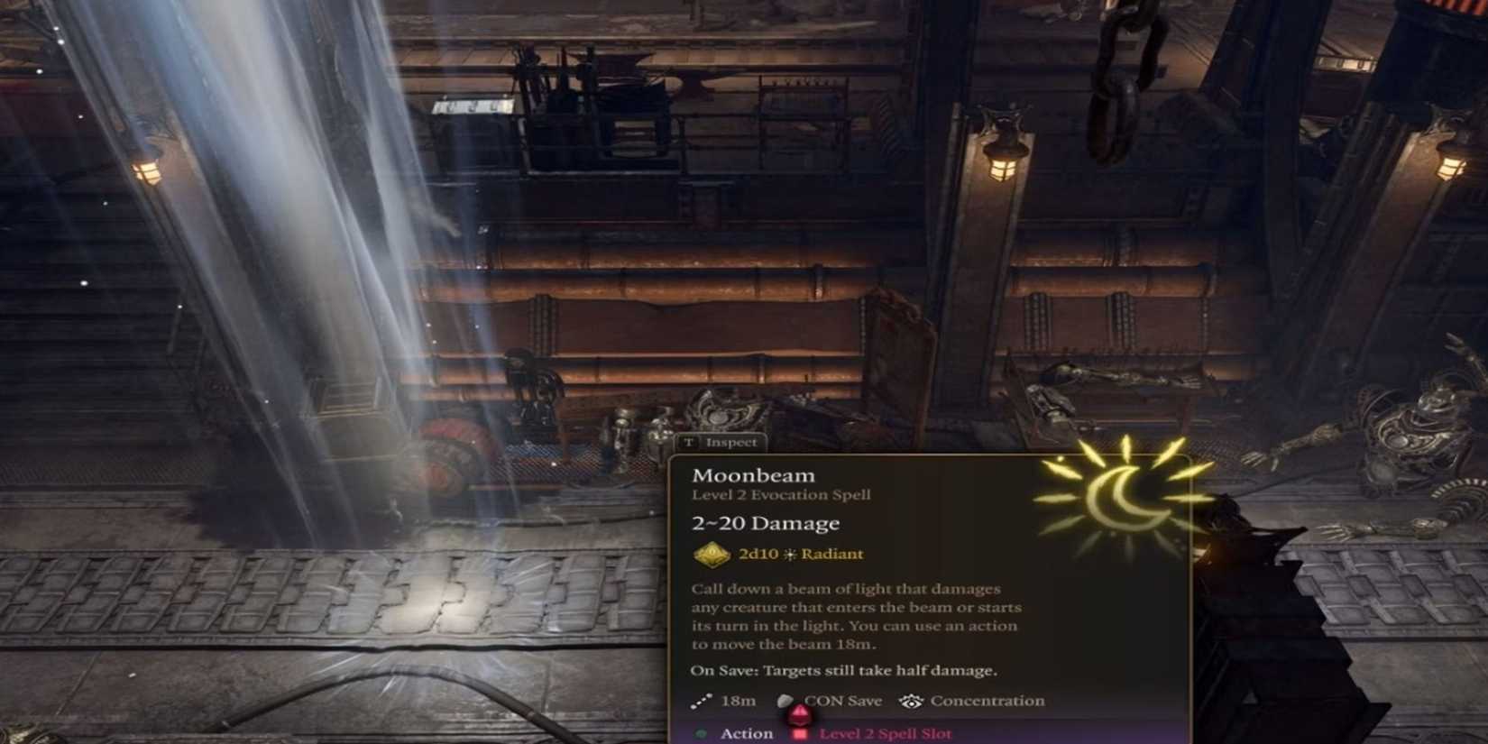 Using the spell Moonbeam in Baldur's Gate 3