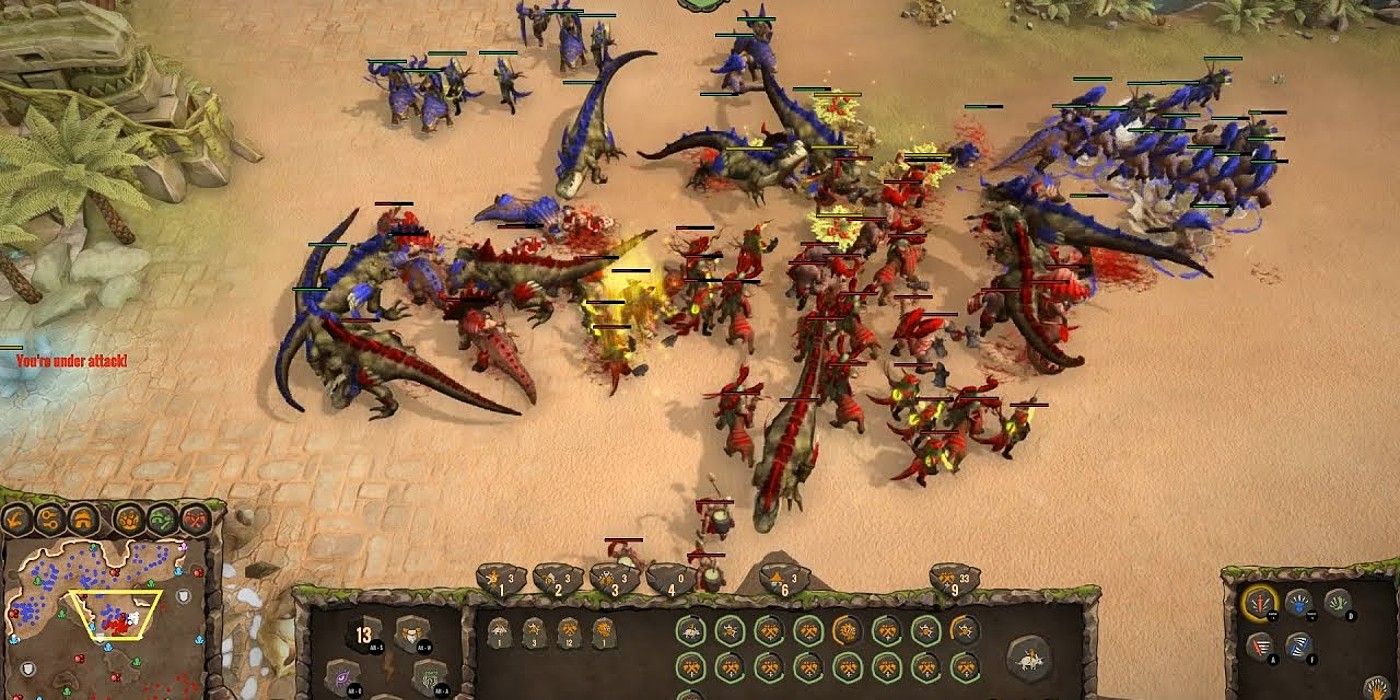 WarParty battlefield chaotic dinosaur battle in desert