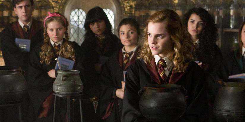 Hermione and other students learn from professor Slughorn