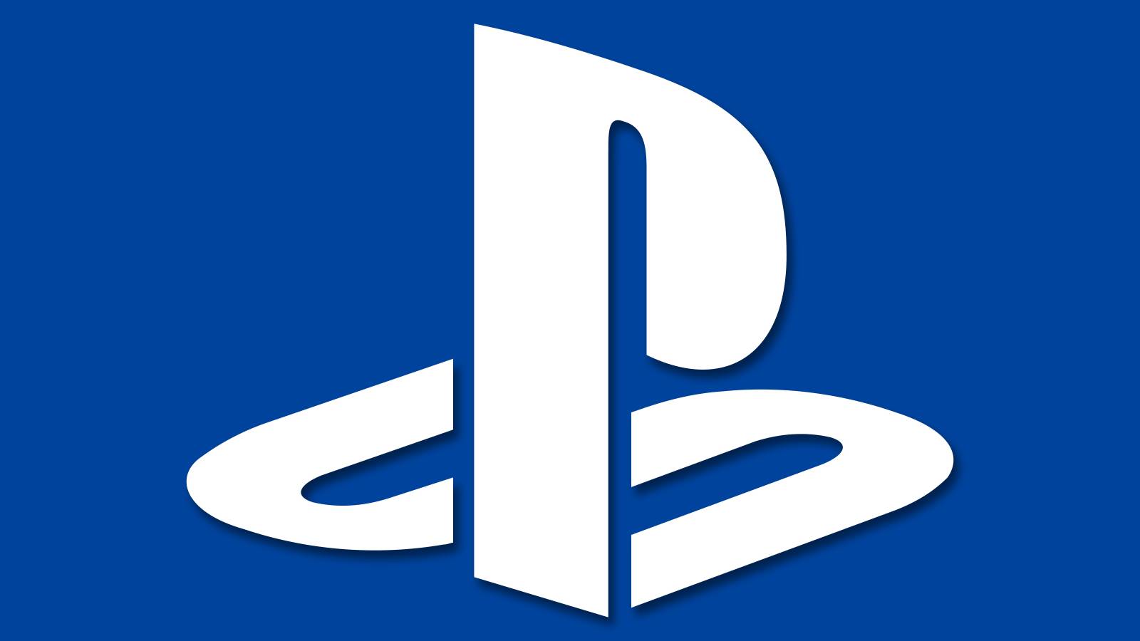 White PlayStation logo submark on blue background-1