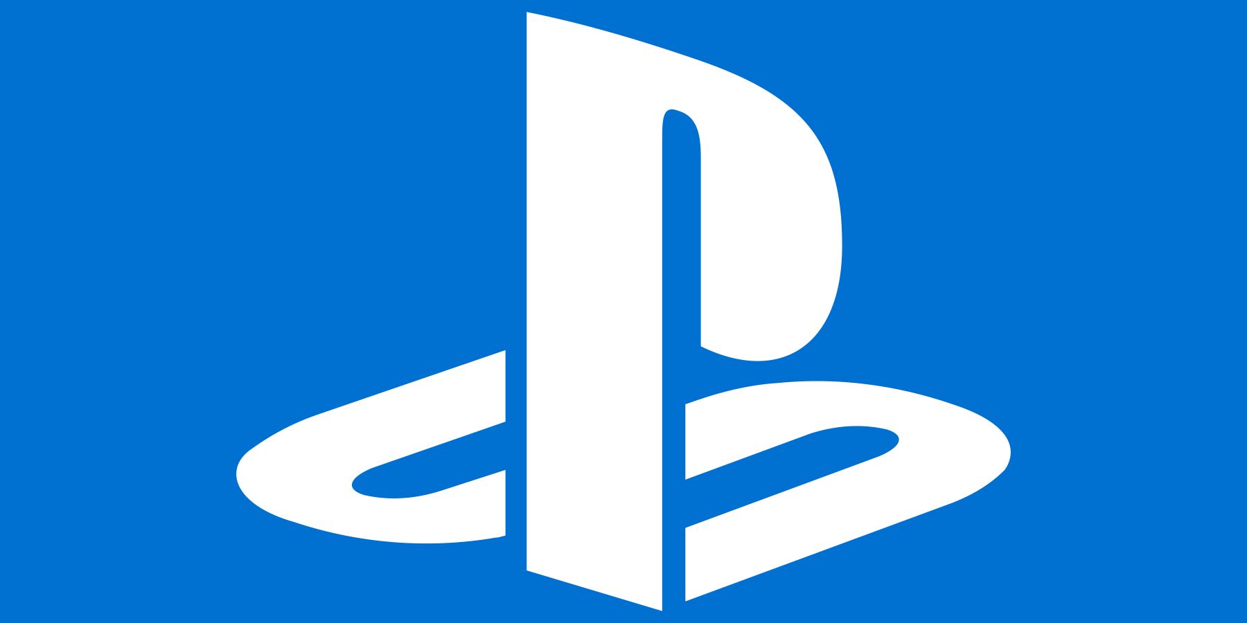 White PlayStation logo submark on blue background
