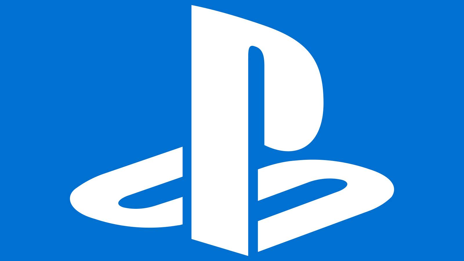 White PlayStation logo submark on blue background