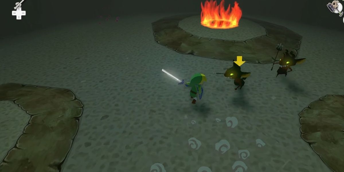 link fighting a group of enemies in the savage labyrinth