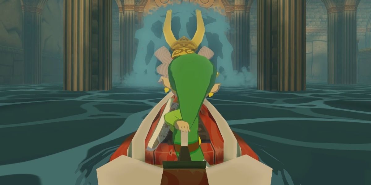 link and the king of red lions sailing into the tower of the gods