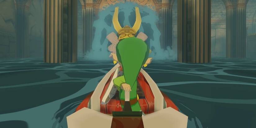 link and the king of red lions sailing into the tower of the gods