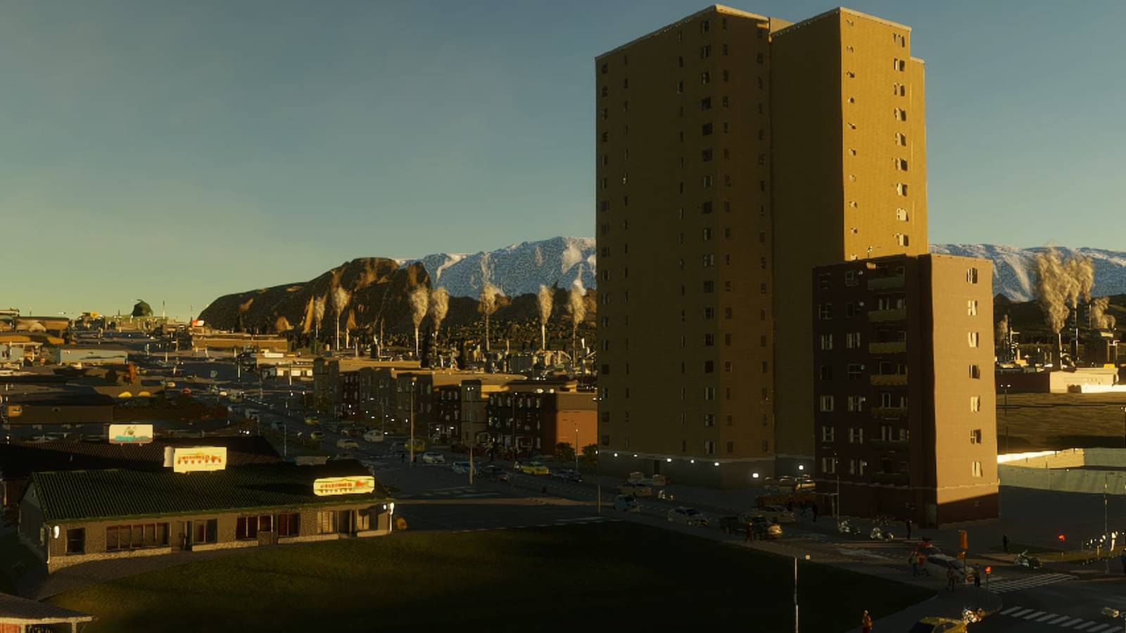 Two apartment buildings in Cities Skylines 2