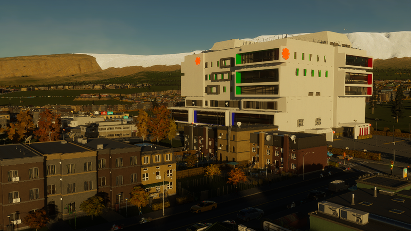 A hospital in Cities Skylines 2