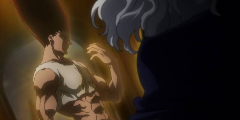 Adult Gon unleashes his aura in front of Neferpitou in Hunter x Hunter