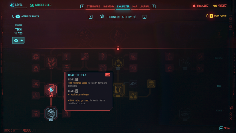 Cyberpunk 2077 Best Perks 2.0 Update Health Freak