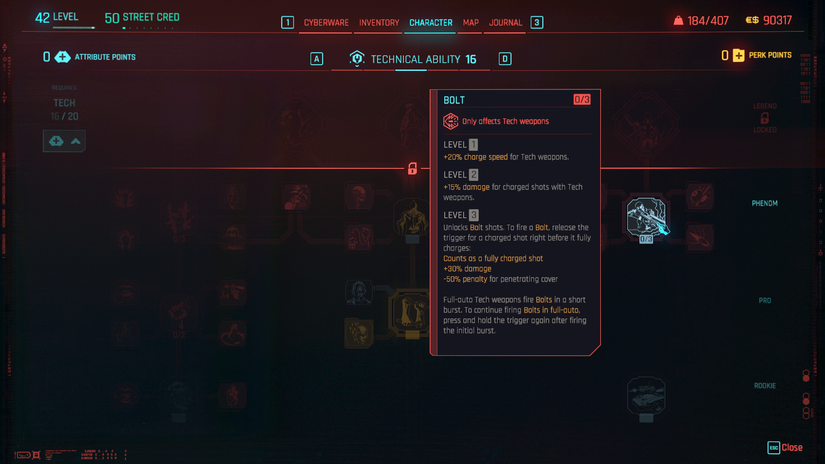 Cyberpunk 2077 Best Perks 2.0 Update Bolt