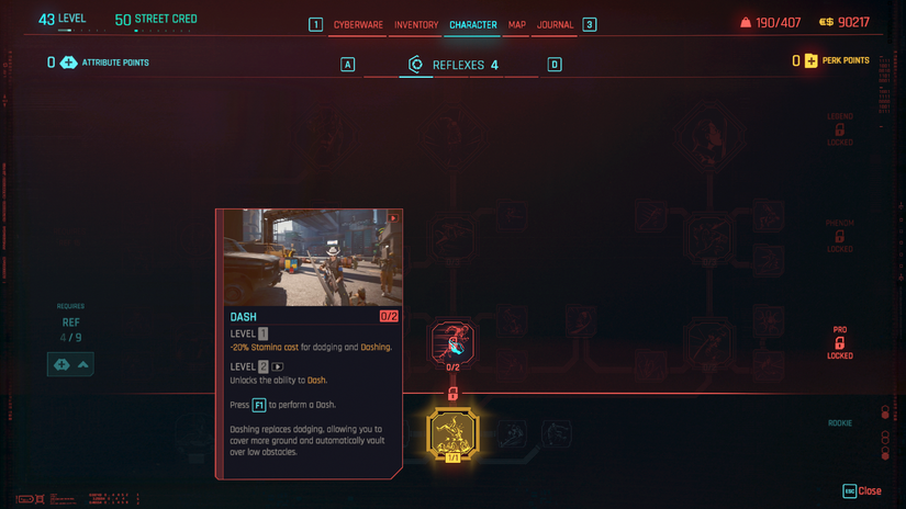Cyberpunk 2077 Best Perks 2.0 Update Dash