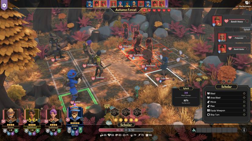 An AOE skill targeting multiple enemies in For The King 2