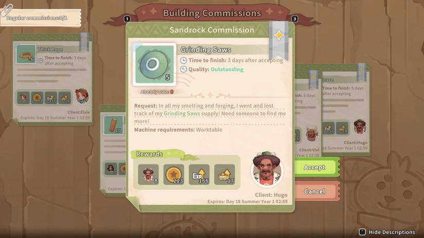 The Commission Board at My Time At Sandrock