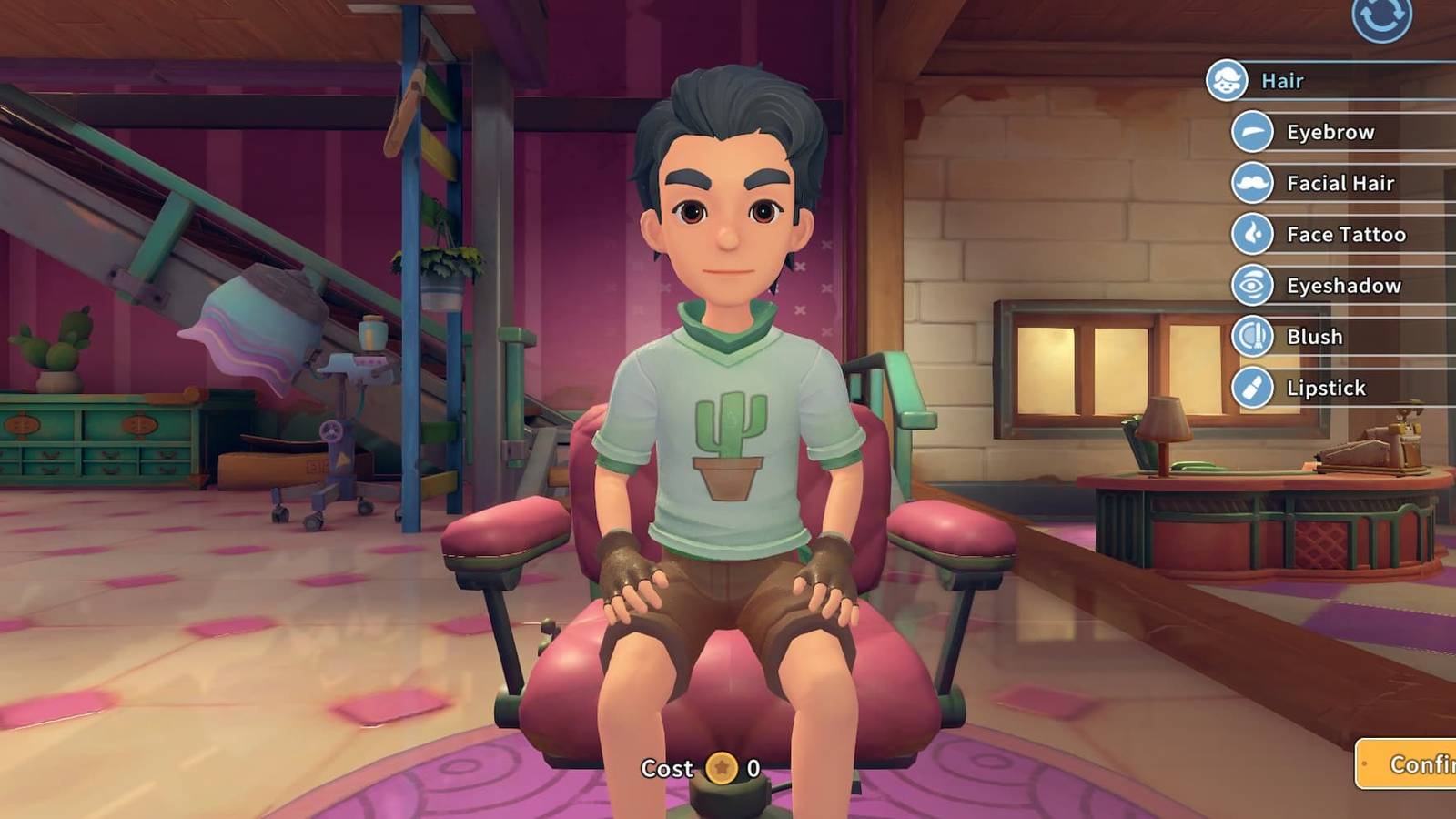 The appearance customization screen in My Time At Sandrock