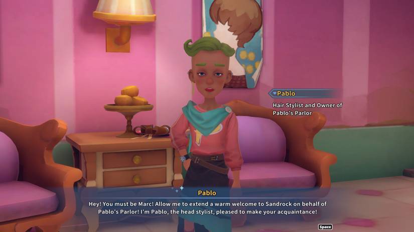 Pablo, the town hairdresser in My Time At Sandrock