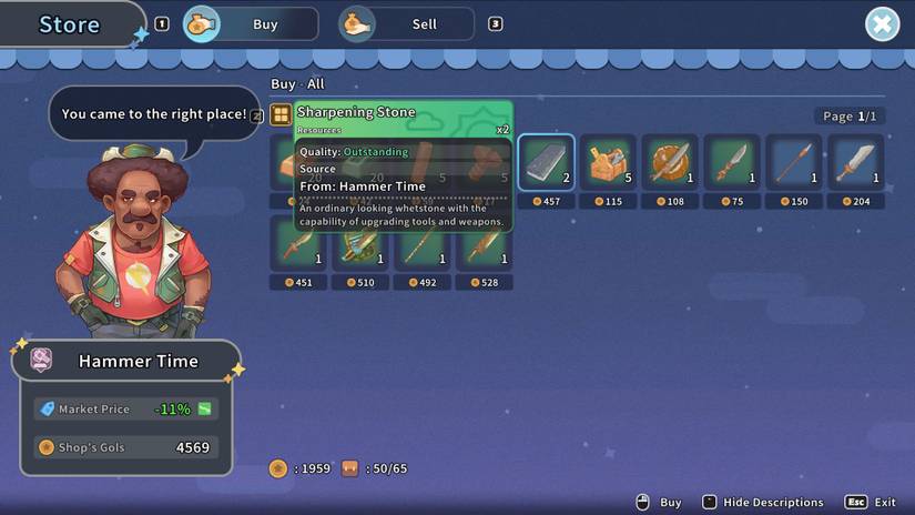 Buying Sharpening Stones in My Time At Sandrock