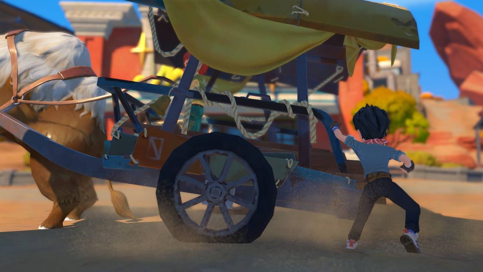 Traveling on a Yakmel cart in My Time At Sandrock