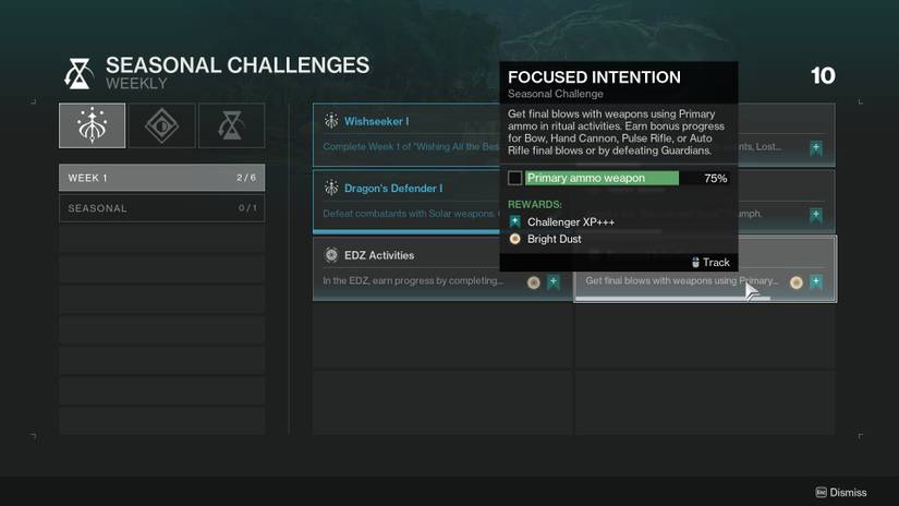 The Focused Intention challenge in Destiny 2 Season of the Wish