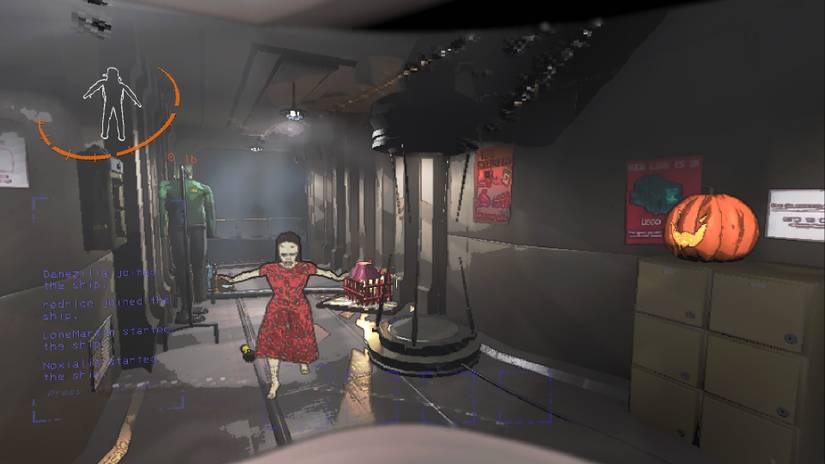 Ghost girl attacking a player in the ship in Lethal Company