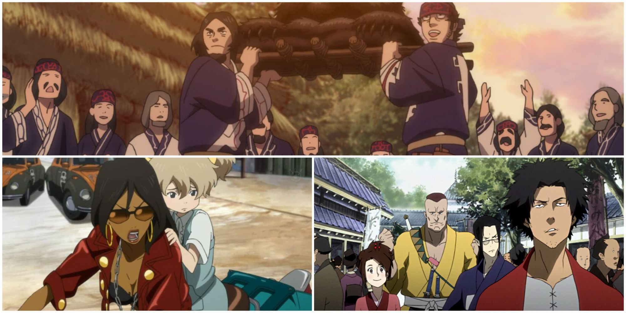 Diverse Anime- Golden Kamuy Michiko and Hatchin Samurai Champloo